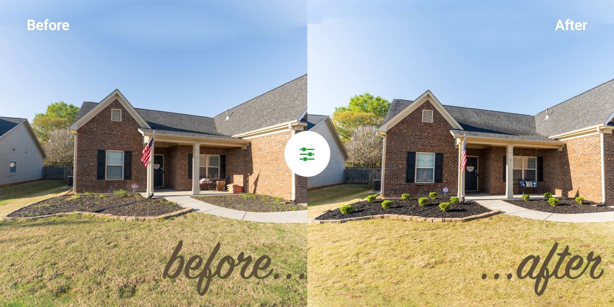 Before and after mulch install by Georgia Lawn Pro