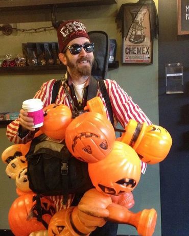 Doctor Gasp getting a casual coffee at Diesel Cafe in Somerville, MA fueling up!