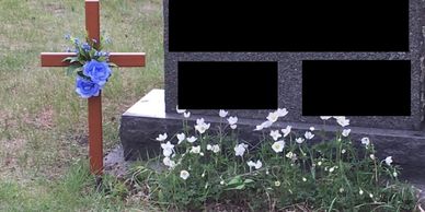 30" steel cemetery cross,  metal cross stake.  Various colors and floral arrangements available.