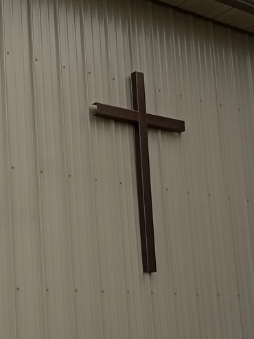 Copper Steel Church Cross. Powder Coated, lighted options available.