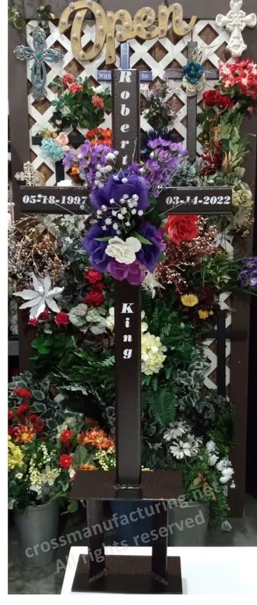 30 inch custom cross with tower base copper personalized gravesite cross.