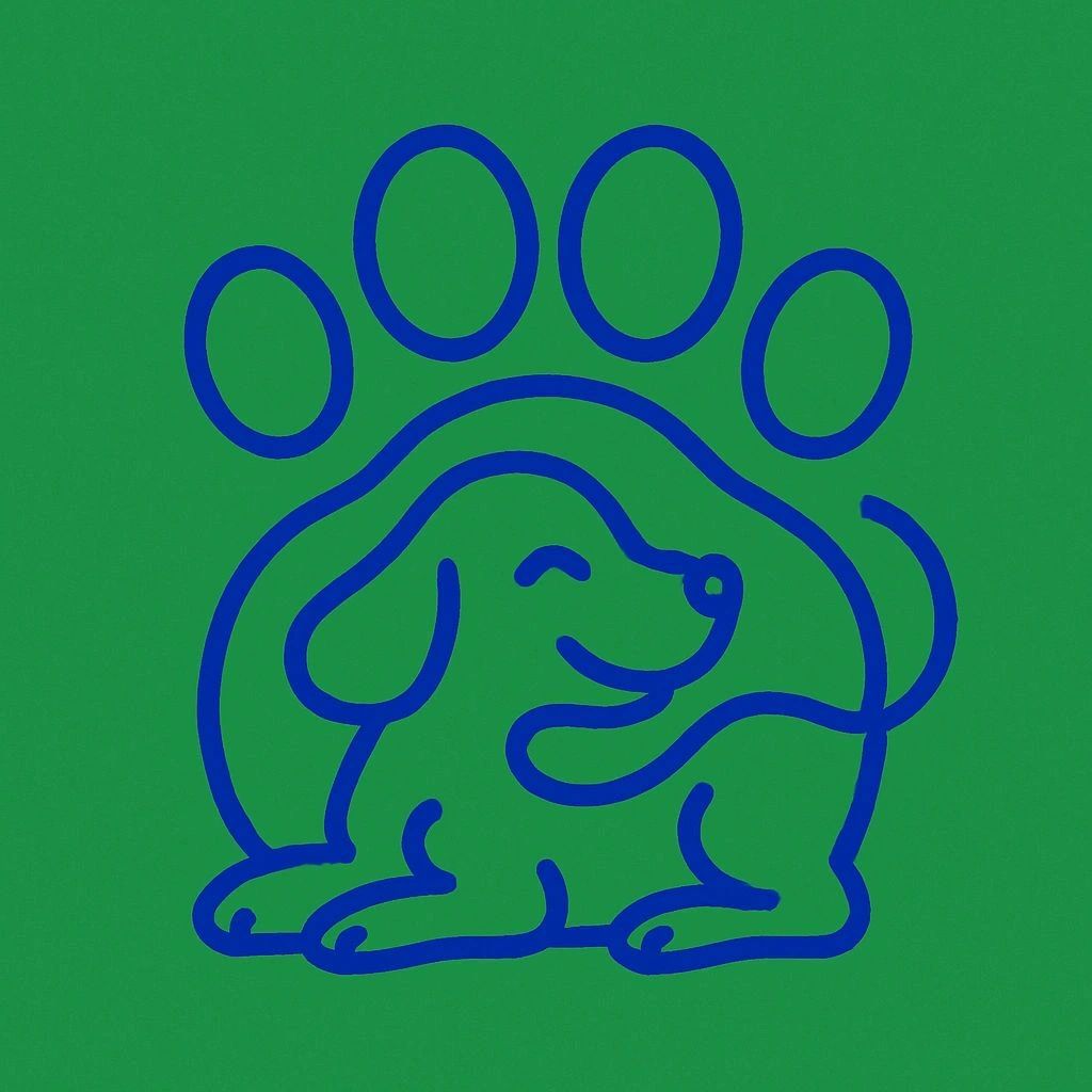 Dog paw and dog sketch made in blue color
