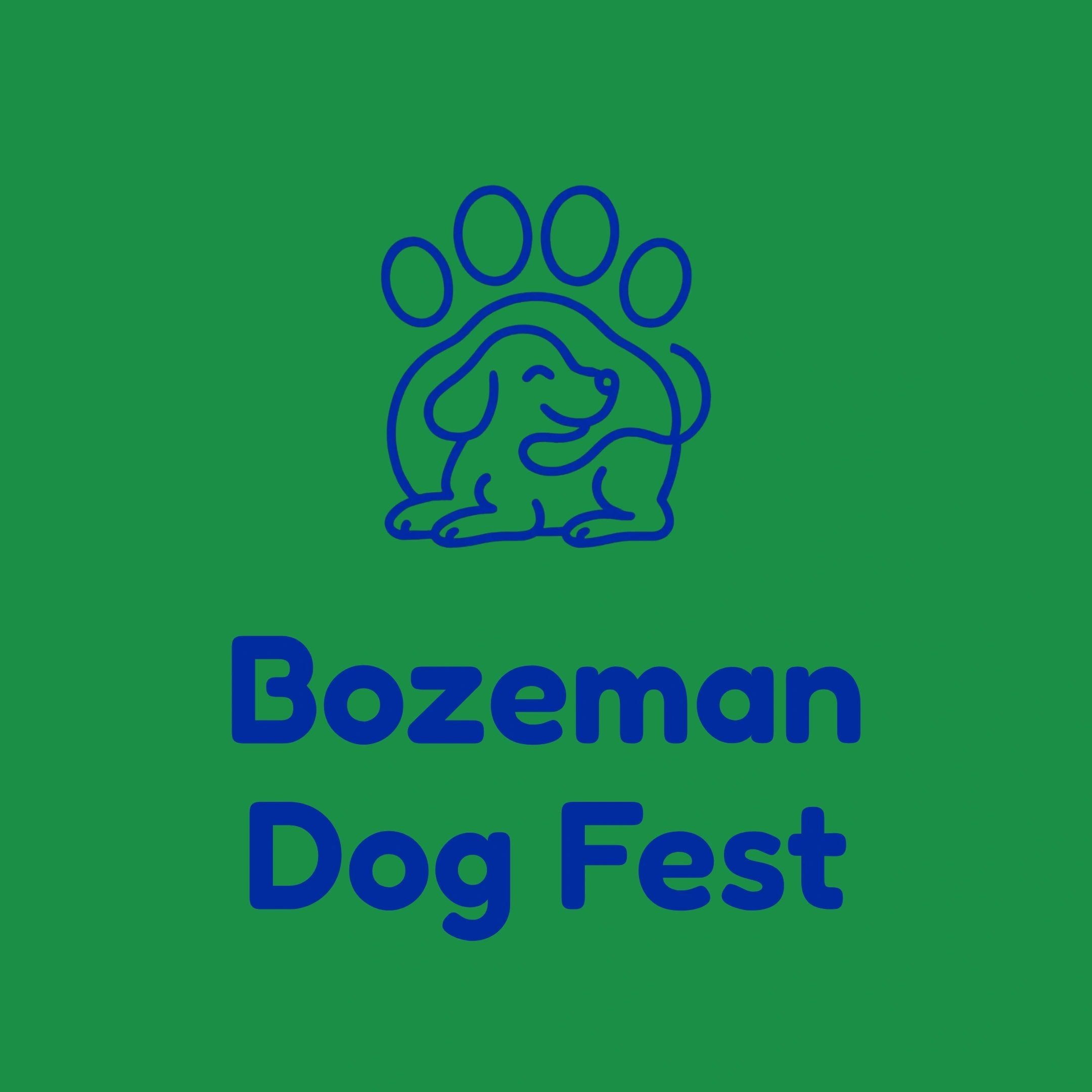 Green background with logo name Bozeman dog fest