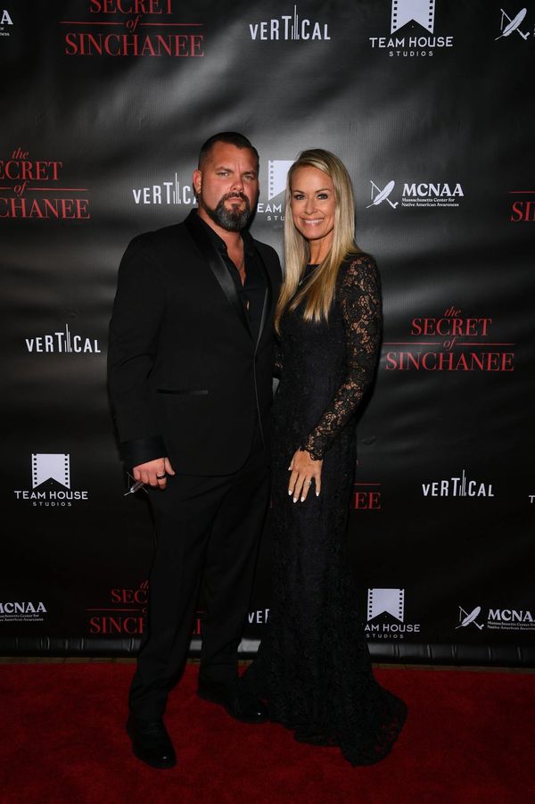 Jake Schick and wife Ashley Schick at the movie premiere of The Secret of Sinchanee in 2021.