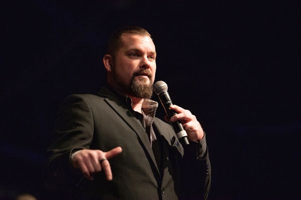 Jacob Schick speaking at the SRS Distribution event in Dallas, TX 2020.