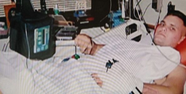 Jacob recovering in the hospital in 2004.