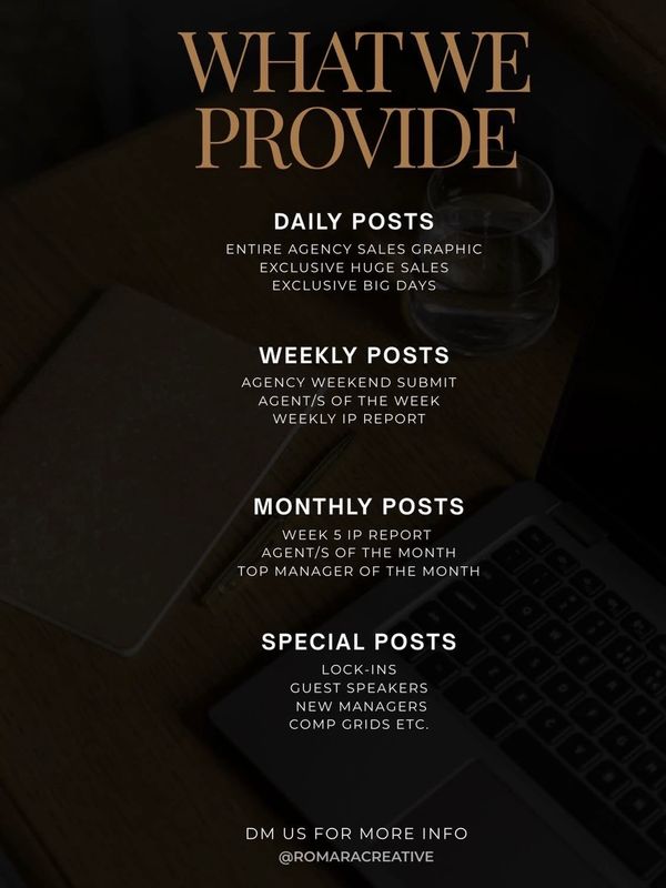 Overview of daily, weekly, monthly, and special posts provided by an agency.