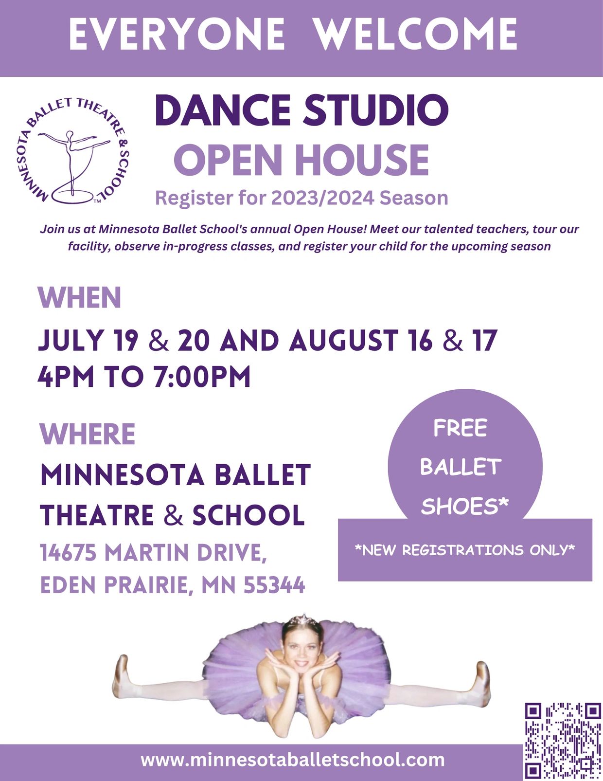Open House, Fall registration, Free ballet shoes, Classical Ballet Education, Vaganova Method
