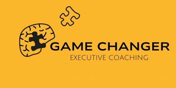 logo which connotes a illustrative style brain with a jigsaw piece flying out of it. mustard yellow