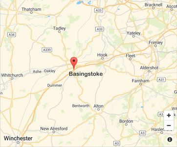 Map of Basingstoke, Hook, Fleet, Frimley. Yately, Dummer, Alton,Oakley, Whitchurch, Winchester