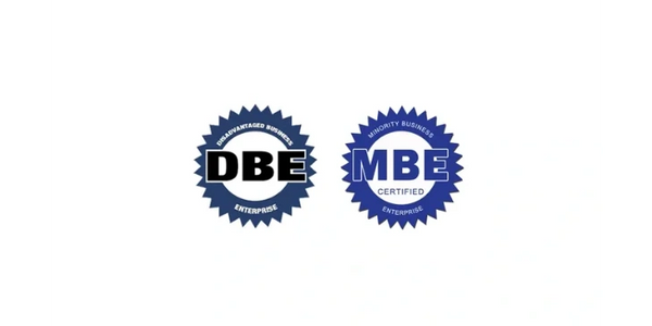 DBE & MBE certification logos.