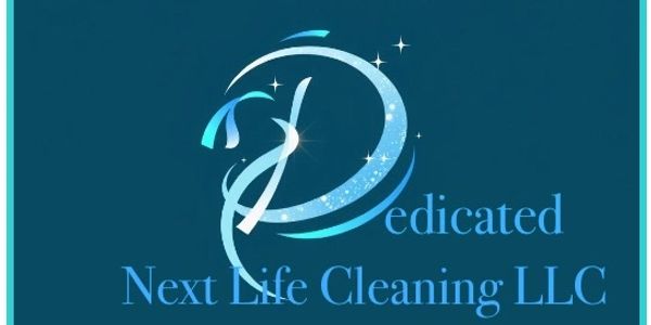 Logo of Dedicated Next Life Cleaning LLC with sparkling blue design.