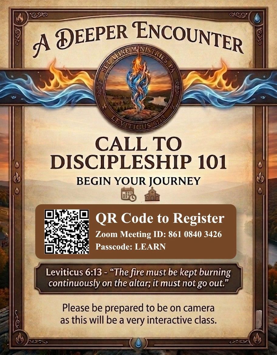 Call to Discipleship 101 Zoom registration details with scripture Leviticus 6:13.