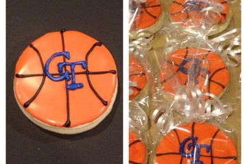 Decorated basketball cookies