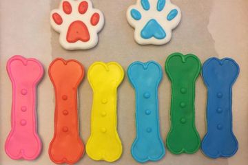 Decorated Rainbow Bones and Paws Cookies