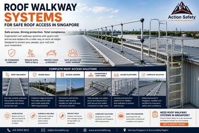 Roof walkway safety systems for secure rooftop access in Singapore.