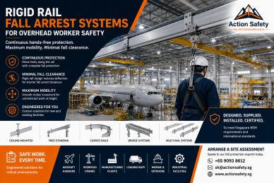 Rigid rail fall arrest systems ensure safety in industrial settings.