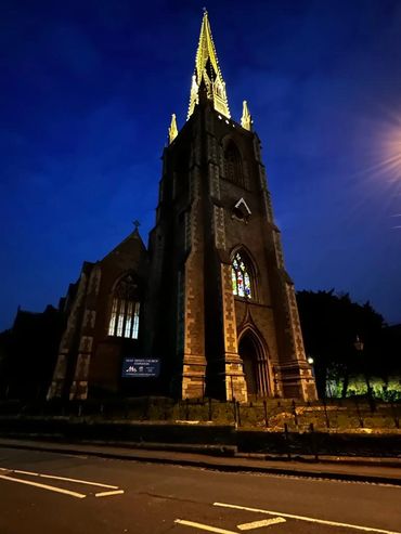 The Church of Holy Trinity, Stapleton.  Adding illumination to the beautiful gothic spire.