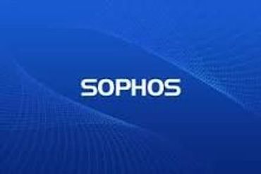 Sophos logo on a blue digital wave background.