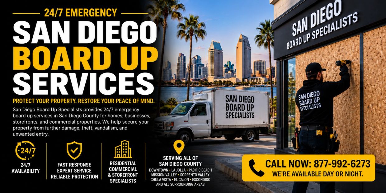 San Diego Board Up Call to Action with phone number