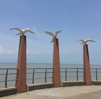 Morib Beach in Kuala Langat dist, Selangor is a quiet seaside tourist attraction. World War 2. II