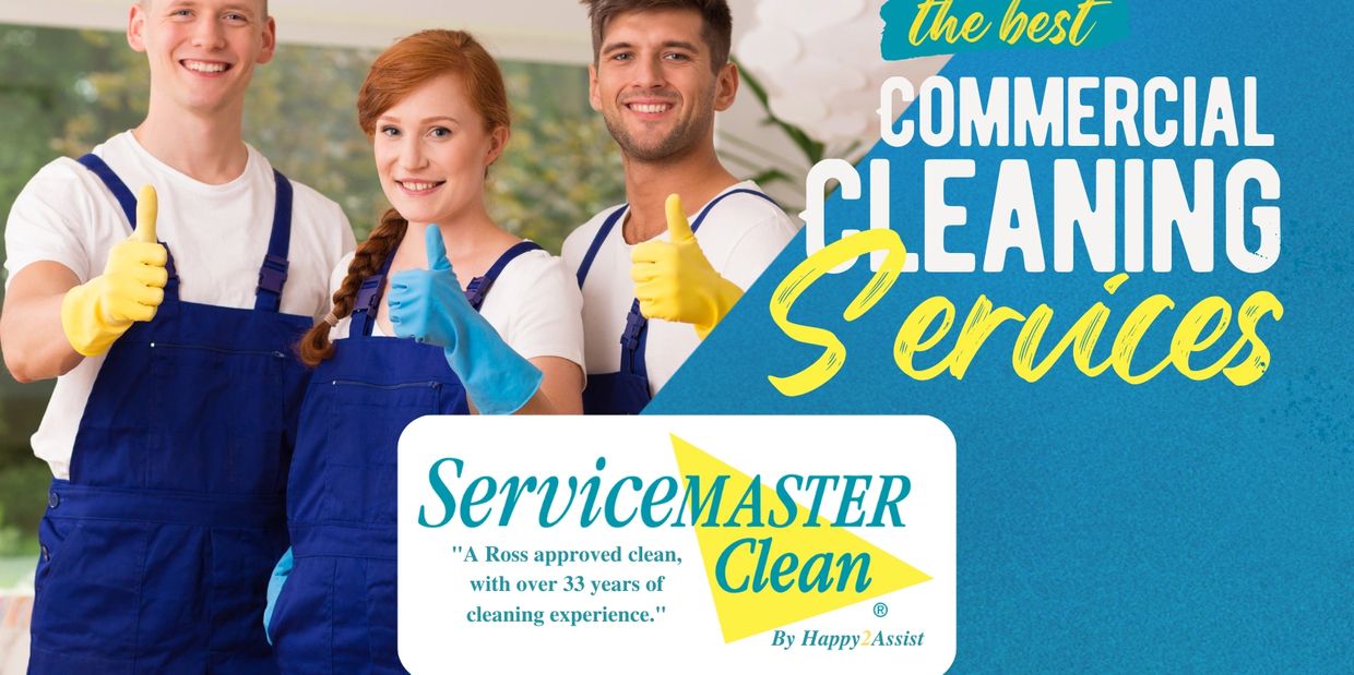 ServiceMaster Logo with 3 cleaning crew giving a thumbs up.
