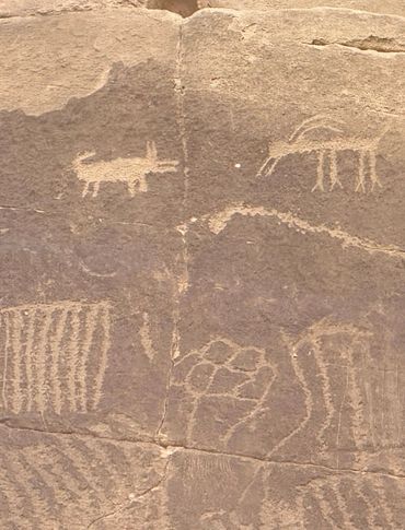 A wall featuring native American pictographs in southern Utah