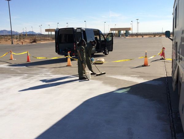 Crystal Ice spill cleanup for US Customs, Border Patrol and DEA
Trained by VIVA Environmental