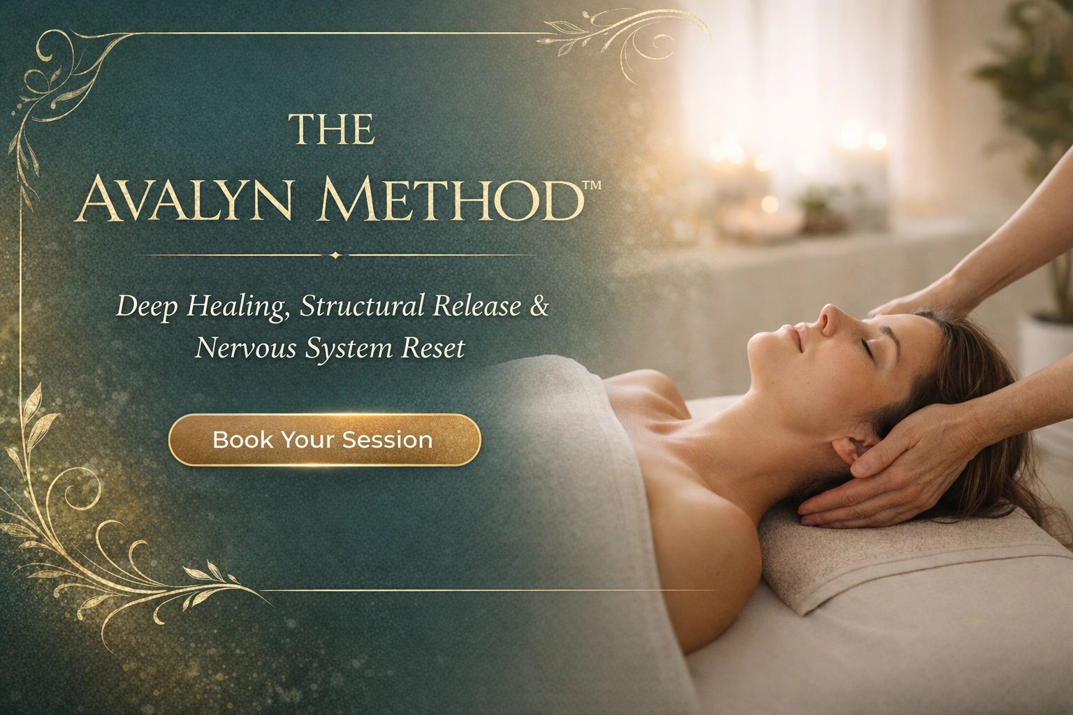 Woman receiving a calming head massage with The Avalyn Method.