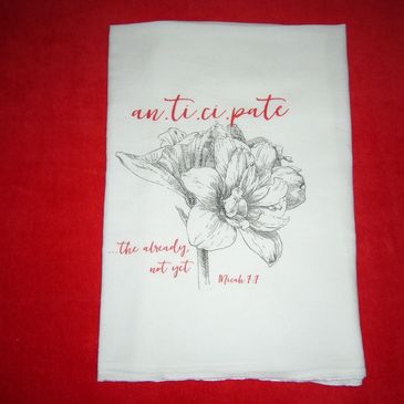 White flour sack tea towel made of 100% cotton for drying dishes or decorating a space