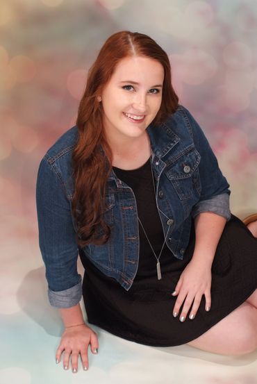 Senior high school portrait on pastel circles backdrop #7