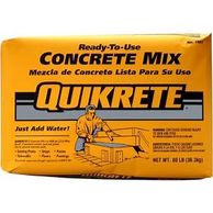 Quikrete Ready Mix is available in 60 or 80 pound bags. The Portland Cement comes in 94 pound bags. 