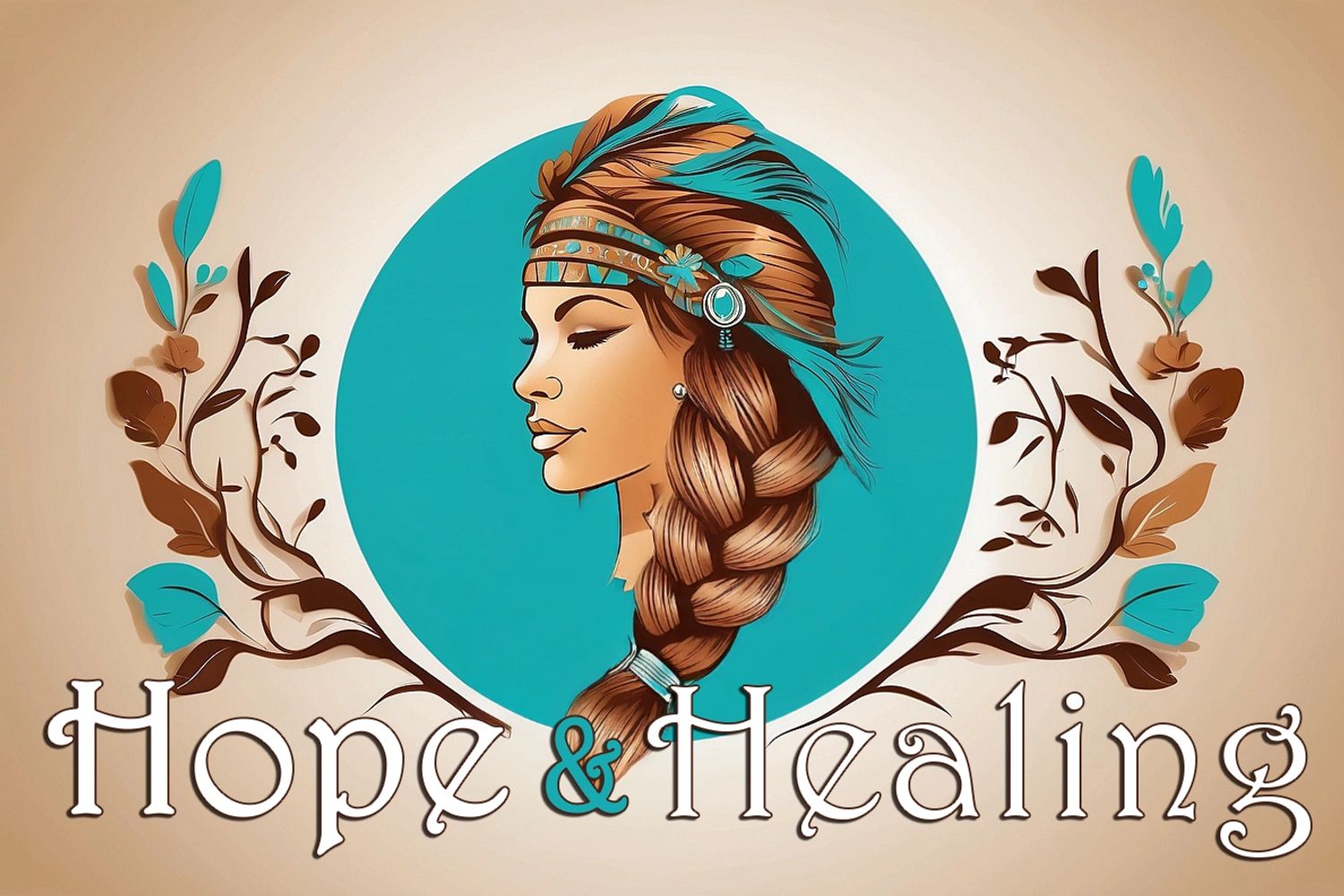 Hope & Healing Family Practice logo featuring an illustrated woman in turquoise and brown.