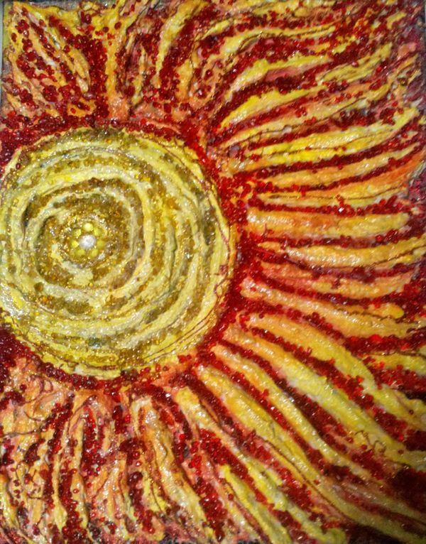 Mixed Media Sun with embellisment