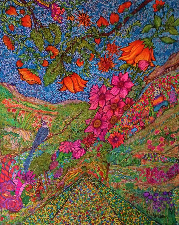 A Place In Time
A variety of ink pens, brushes, watercolor pencils on 19x24" Bristol Board .