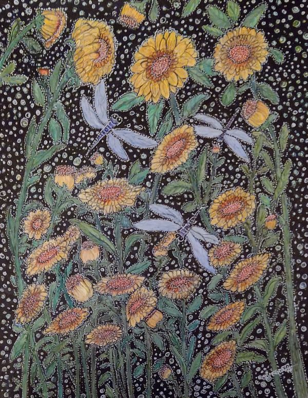 Floral with black background