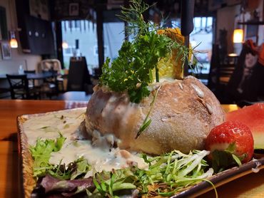 Indigenous-inspired clam chowder from Alaskan Native Chef Shawn Tibbitts at Tibbitts@FernHill.