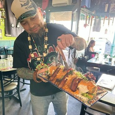 “Alaskan Native Chef Shawn Tibbitts at Tibbitts@FernHill, award-winning Tacoma brunch restaurant.”