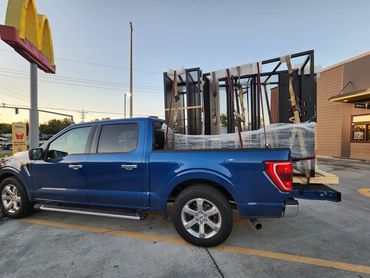 One of our fleet trucks loaded up with some custom racking to bring to Dallas for a Game Room.