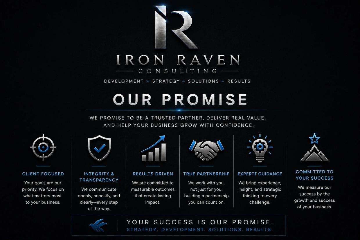 Iron Raven Consulting's promise focused on client success and integrity.
