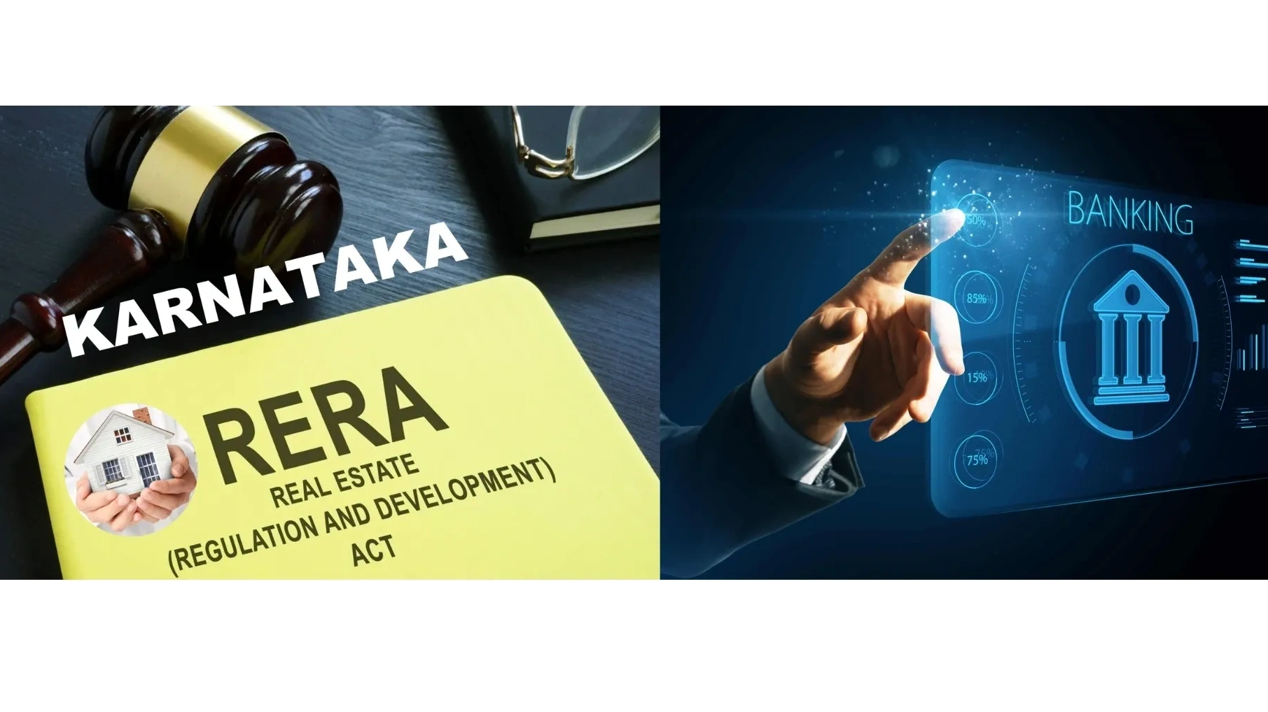 Concept of Karnataka RERA with a digital banking interface.