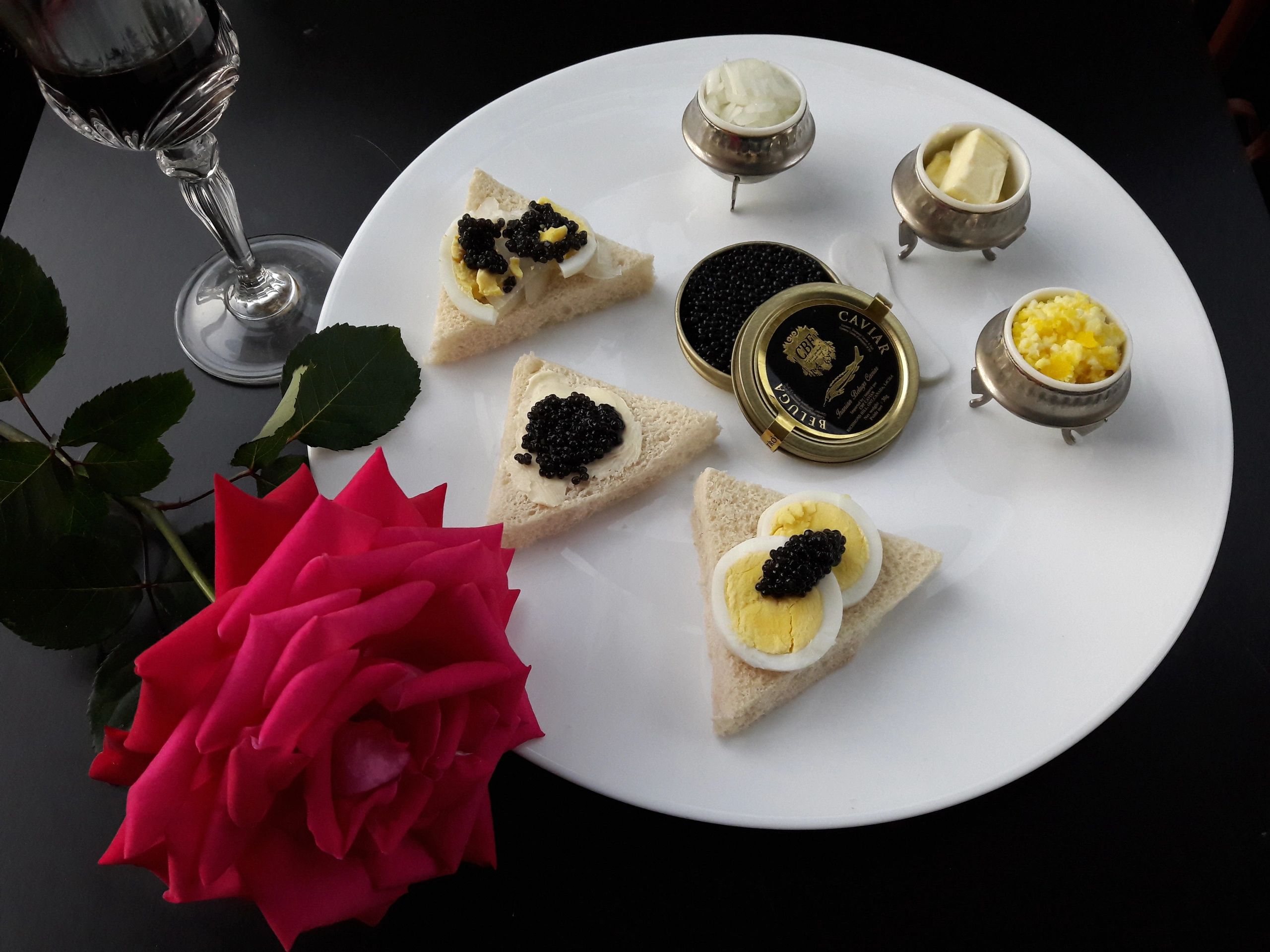 A Beluga Caviar plate.