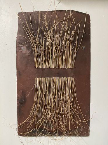 'As Above Than So Below; For As We Thresh Than So We Throve'
grasses on slate
23.5" x 14" / 60cm x 3