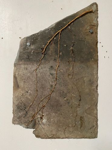 'Delve'
root and copper on slate
16.5" x 10.5" / 42cm x 26.5cm
2020