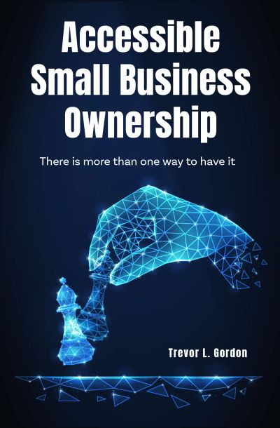 Accessible small business ownership concept with digital hand and chess pieces.