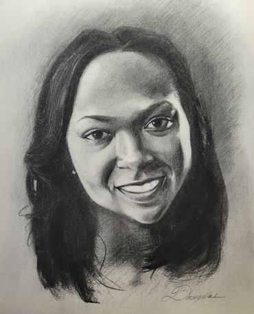 17" X 14" charcoal drawing of Revae Douglas Ross