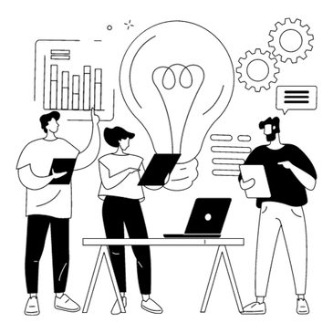 Team collaboration with data analysis and ideas.