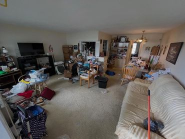 before picture of cluttered living room