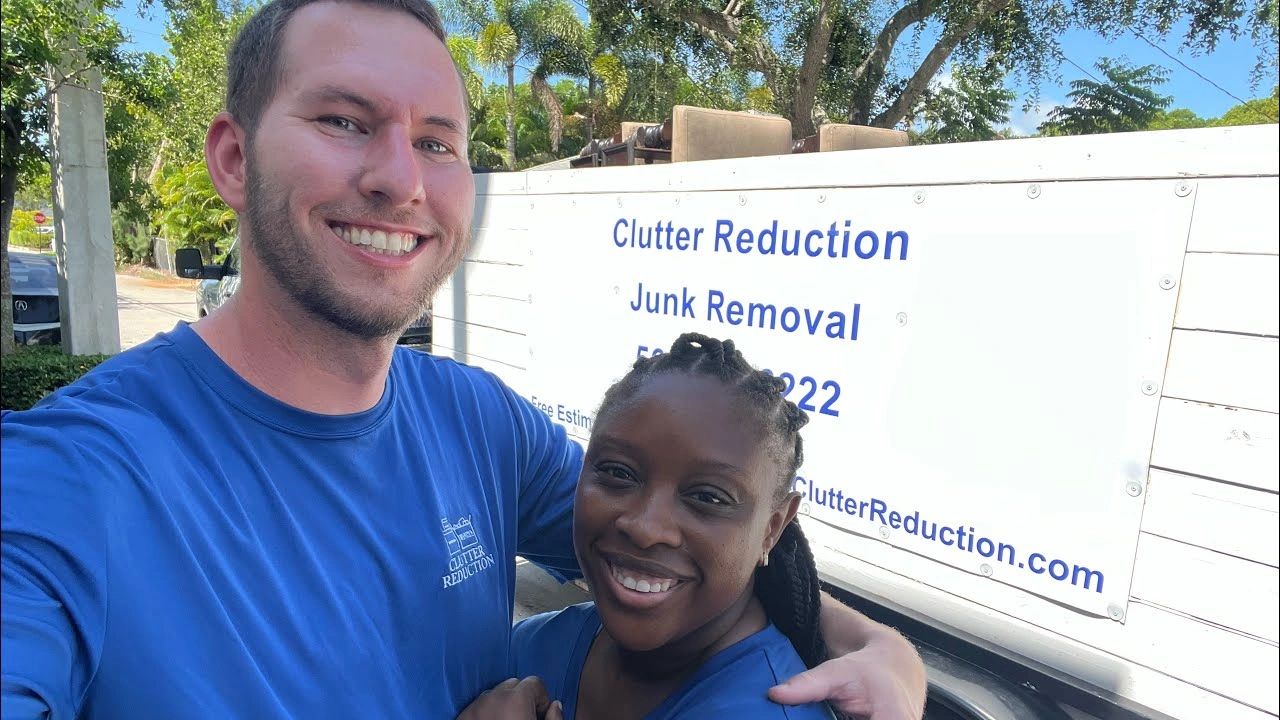 Team members standing together in front of trailer at a senior living facility