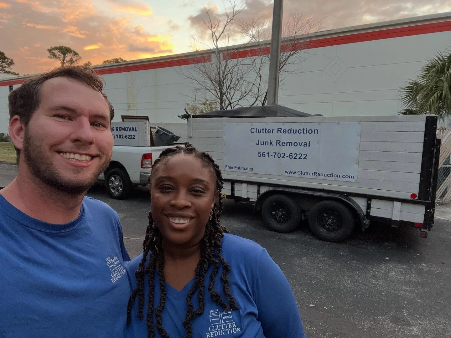 team members standing in front of trailer at a storage unit in boynton beach, FL